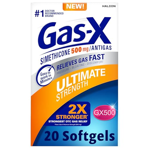Gas-X Ultimate Strength Gas Relief Softgels with Simethicone 500 mg, Fast Bloating Relief, Anti-Gas,...